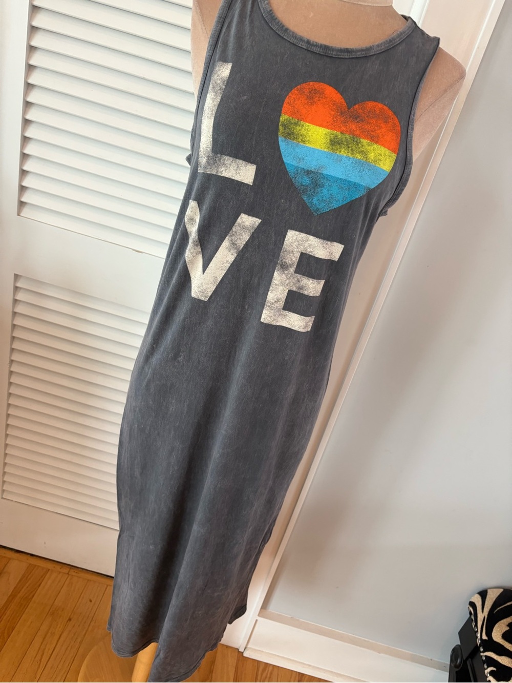 NWOT Love Rainbow Heart Mineral Wash Tank Dress Size S